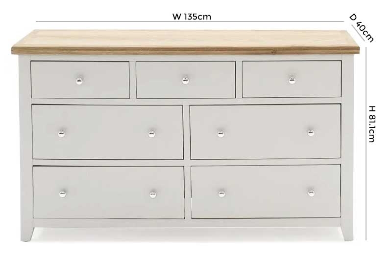 Product photograph of Vida Living Ferndale Grey Painted 7 Drawer Dresser Chest from Choice Furniture Superstore.