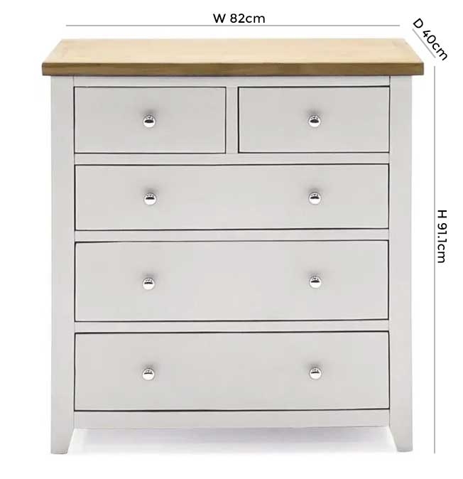 Product photograph of Vida Living Ferndale Grey Painted 5 Drawer Tall Chest from Choice Furniture Superstore.