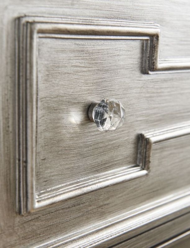 Product photograph of Vida Living Ophelia Grey Mirrored 5 Drawer Chest from Choice Furniture Superstore.