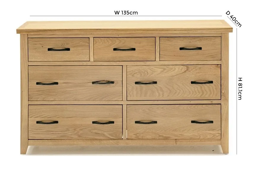 Product photograph of Vida Living Ramore Oak 7 Drawer Dresser Chest from Choice Furniture Superstore.
