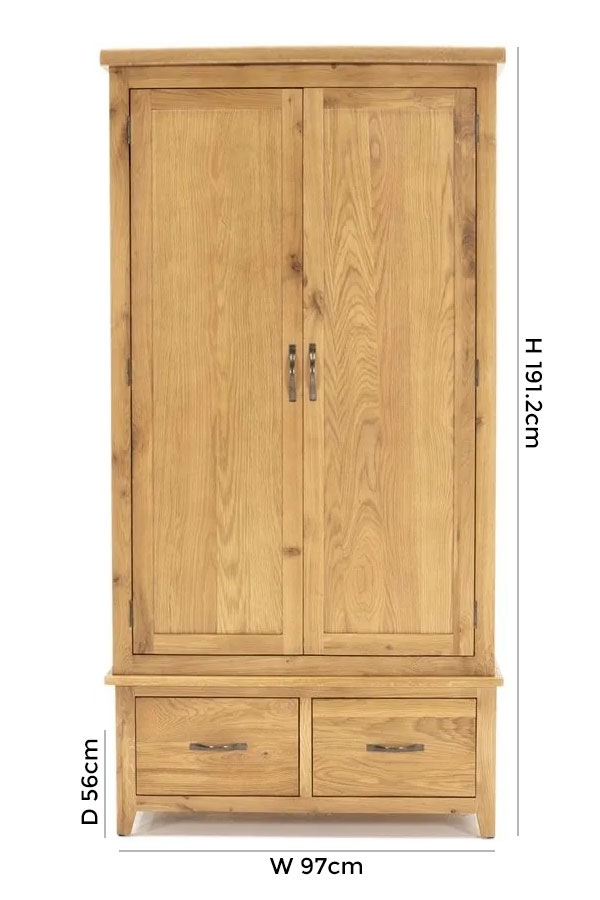 Product photograph of Vida Living Ramore Oak 2 Door Wardrobe from Choice Furniture Superstore.