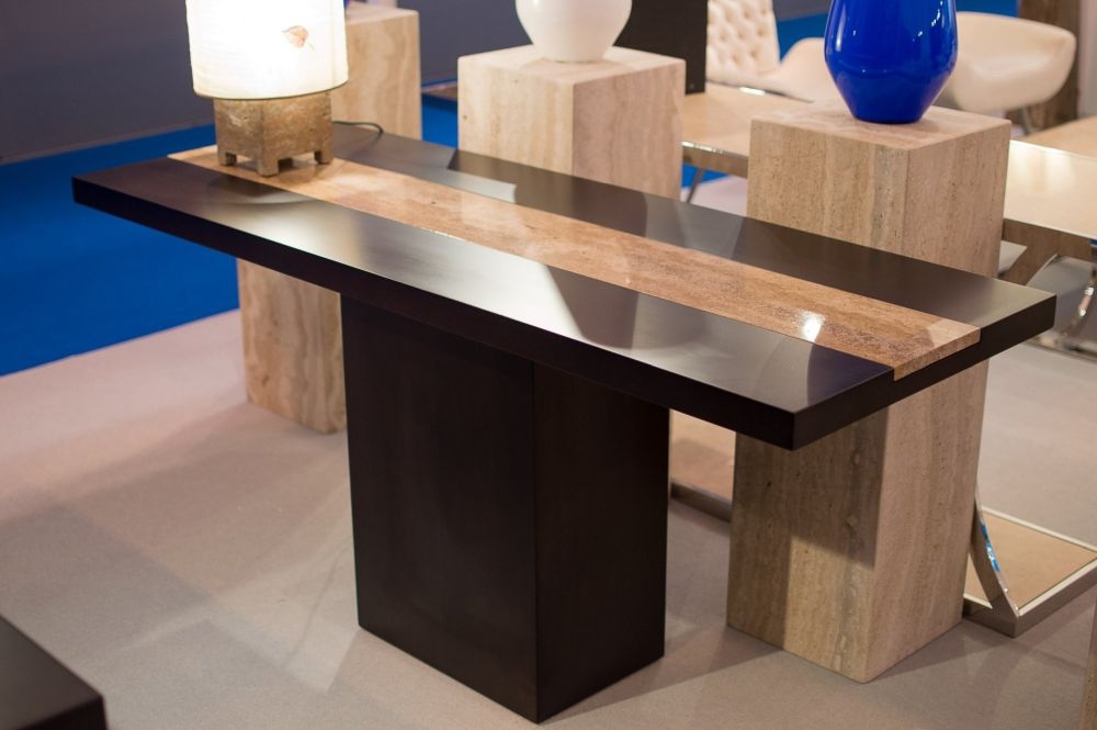 Product photograph of Stone International Hermes Console Table - Marble And Wenge Wood from Choice Furniture Superstore.