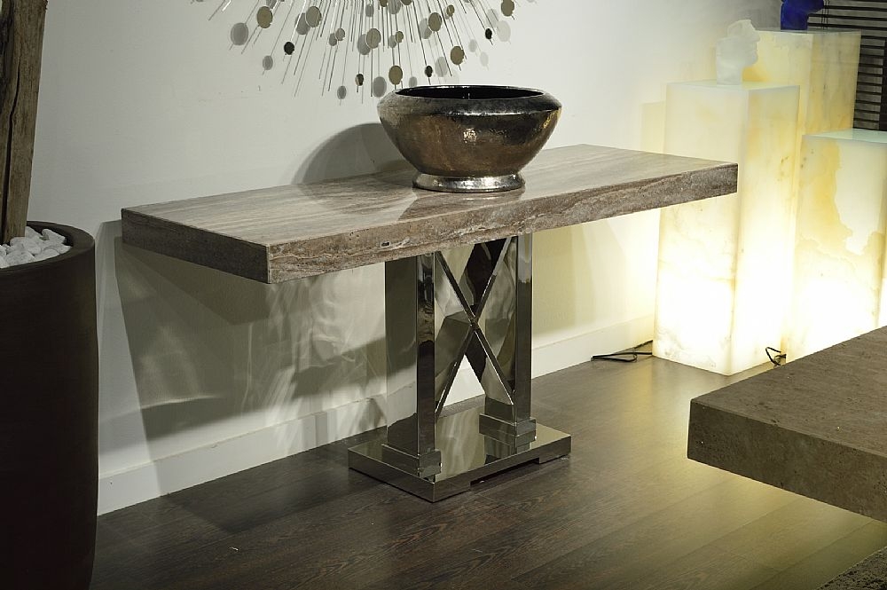 Product photograph of Stone International Impero Occasional Table - Marble And Stainless Steel from Choice Furniture Superstore.