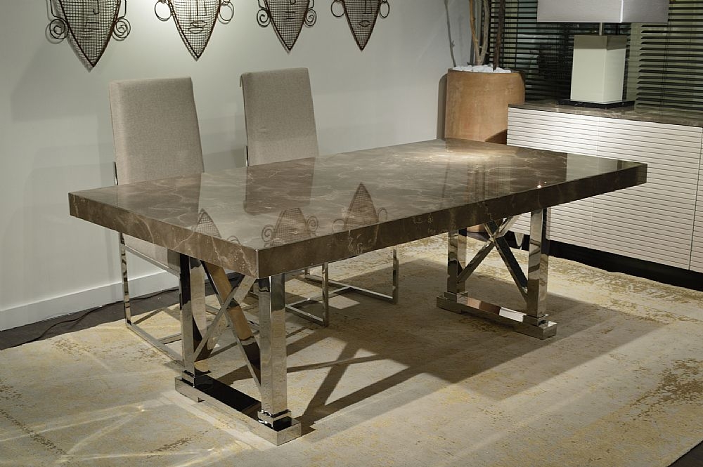 Product photograph of Stone International Impero Dining Table - Marble And Stainless Steel from Choice Furniture Superstore.