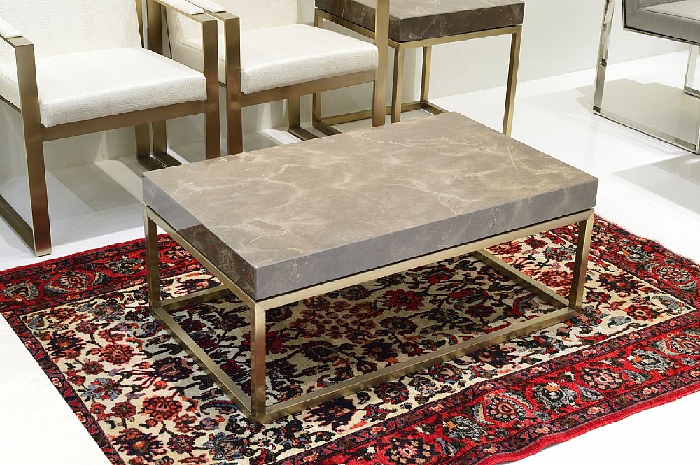 Product photograph of Stone International Kubo Occasional Table - Marble And Satin Brass from Choice Furniture Superstore.