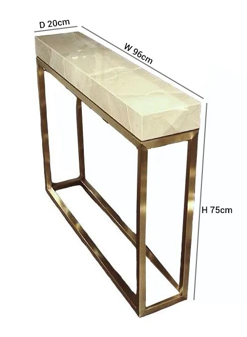 Product photograph of Stone International Kubo Console Table - Marble And Satin Brass from Choice Furniture Superstore.