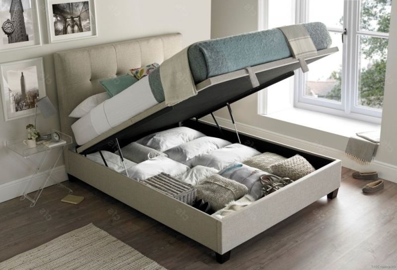 Product photograph of Kaydian Walkworth Ottoman Storage Bed - Oatmeal Fabric from Choice Furniture Superstore.
