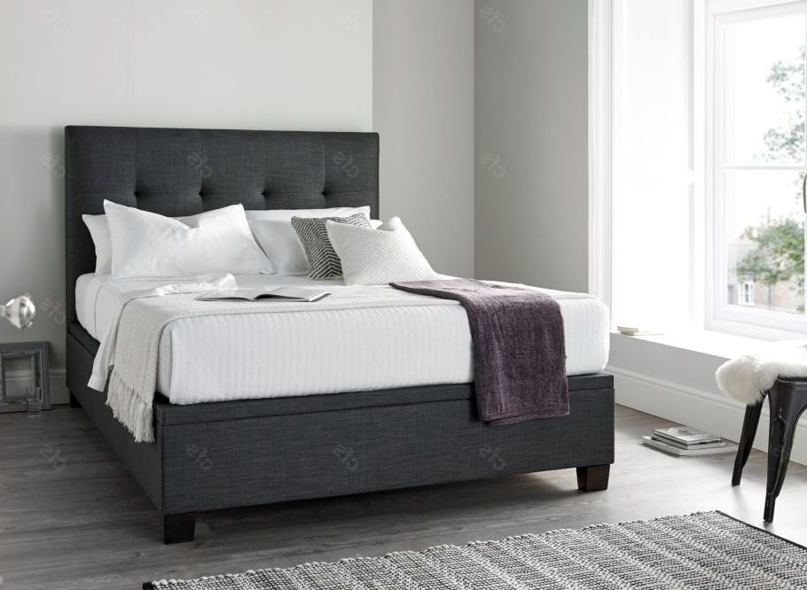 Product photograph of Kaydian Walkworth Ottoman Storage Bed - Slate Fabric from Choice Furniture Superstore.