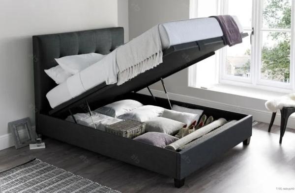 Product photograph of Kaydian Walkworth Ottoman Storage Bed - Slate Fabric from Choice Furniture Superstore.