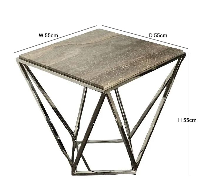 Product photograph of Stone International Stuart Marble Lamp Table - Clear Glass And Polished Stainless Steel from Choice Furniture Superstore.