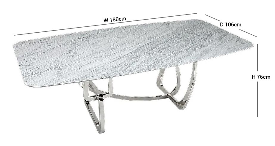 Product photograph of Stone International Tangle Dining Table - Marble And Stainless Steel from Choice Furniture Superstore.