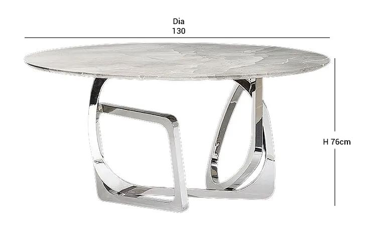 Product photograph of Stone International Tangle Round Dining Table - Marble And Stainless Steel from Choice Furniture Superstore.