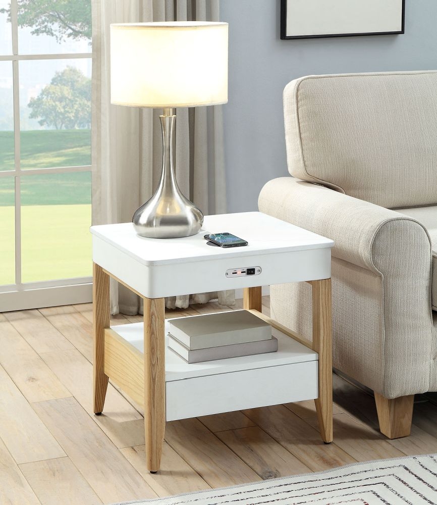Product photograph of Jual San Francisco White Ash Square Bedside Cabinet - Jf401 from Choice Furniture Superstore.