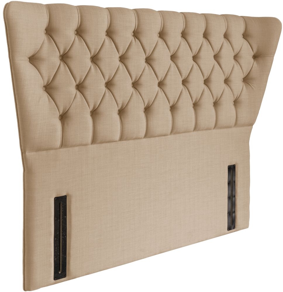 Product photograph of Charlotte Oatmeal Fabric Floor Standing Headboard from Choice Furniture Superstore.