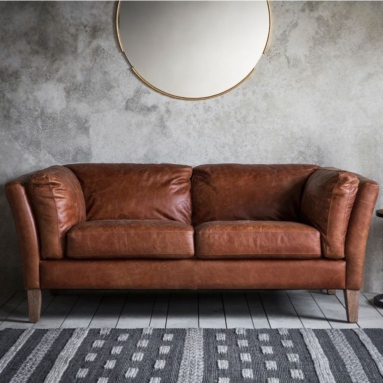 Product photograph of Ebury Brown Leather 2 Seater Sofa from Choice Furniture Superstore.