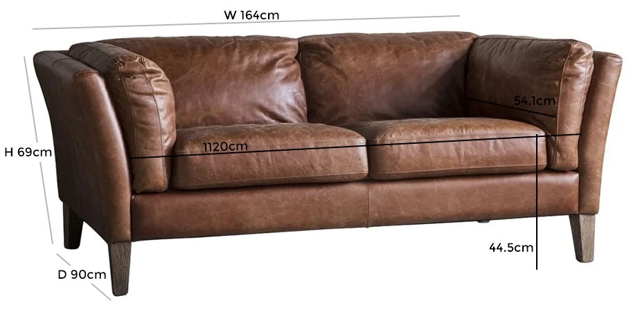 Trenton Brown Leather 2 Seater Sofa