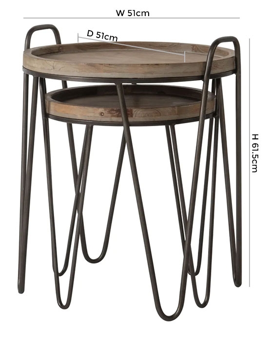 Product photograph of Delaware Metal And Wood Nest Of 2 Tables Hairpin Legs from Choice Furniture Superstore.