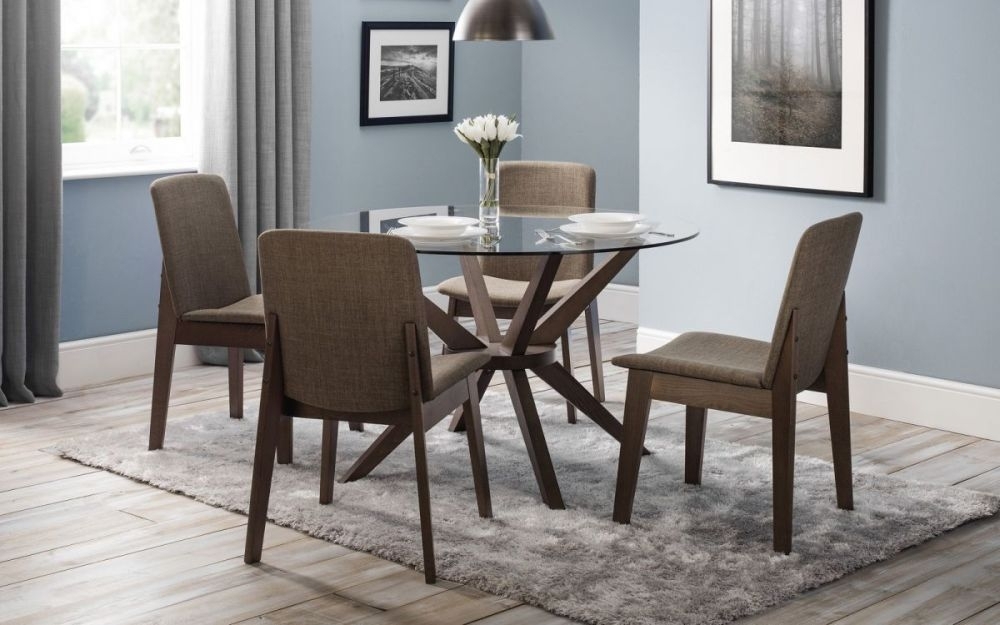 Chelsea Glass and Walnut Round Dining Table - 4 Seater
