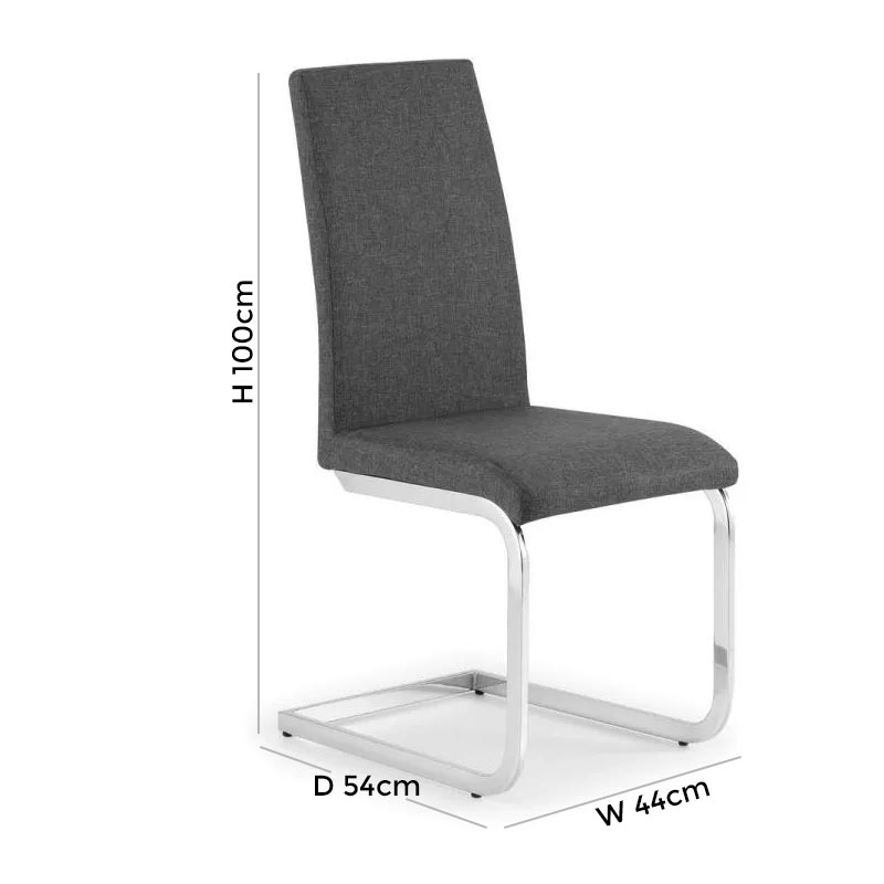 Roma Cantilever Slate Grey Linen Dining Chair (Sold in Pairs)