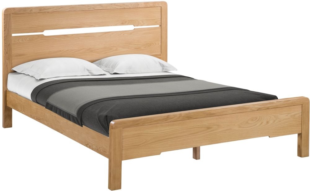 Product photograph of Curve Oak Bed - Comes In Double And King Size Options from Choice Furniture Superstore.