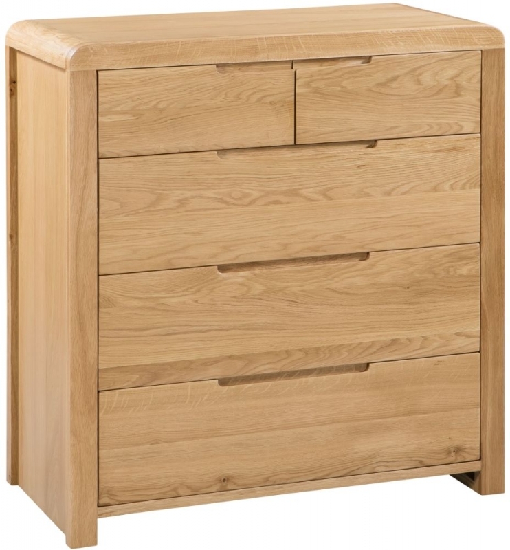 Product photograph of Curve Oak 3 2 Drawers Chest from Choice Furniture Superstore.