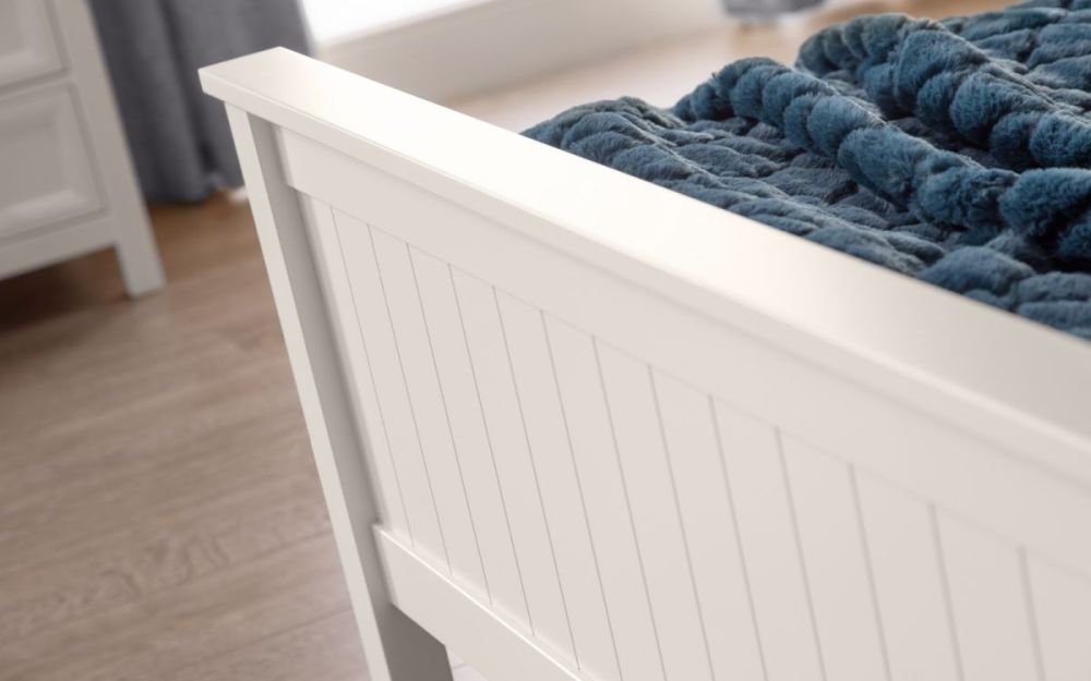 Maine White Lacquered Pine Bed - Comes in Single, Double and King Size Options