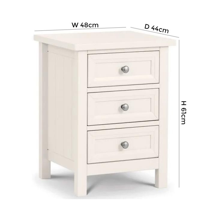 Product photograph of Maine White Pine 3 Drawer Bedside Cabinet from Choice Furniture Superstore.