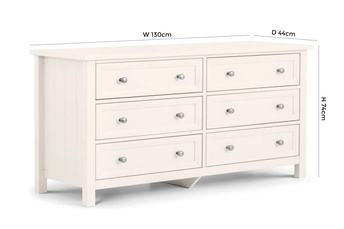 Product photograph of Maine White Pine Wide 6 Drawer Chest from Choice Furniture Superstore.
