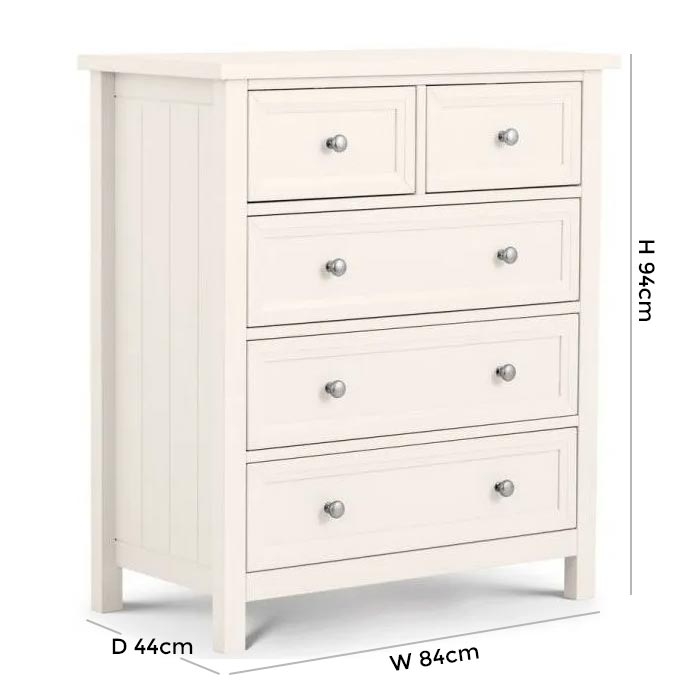 Product photograph of Maine White Lacquered Pine 3 2 Drawer Chest from Choice Furniture Superstore.