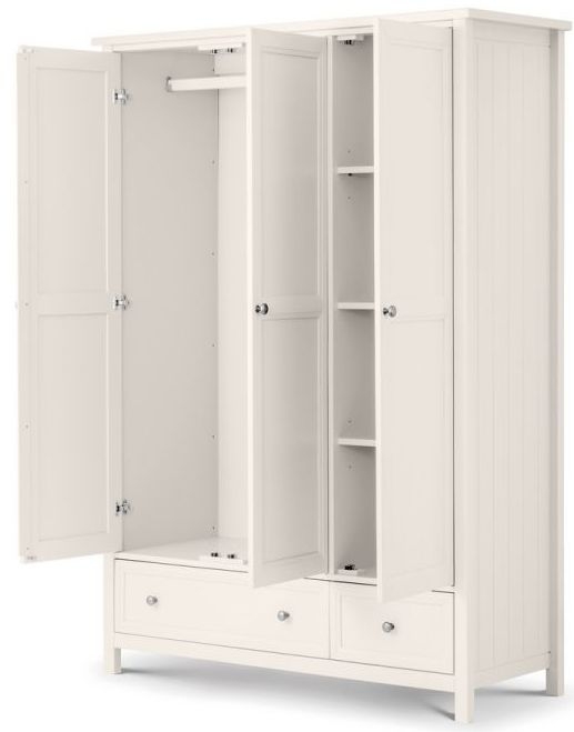 Julian Bowen Maine White 3 Door 2 Drawer Wardrobe CFS Furniture UK