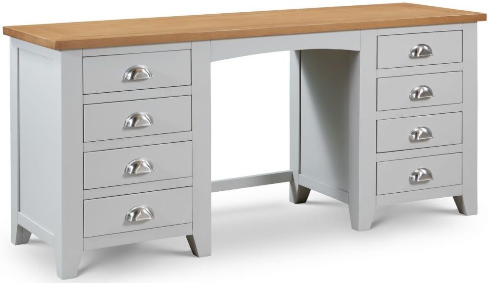 Product photograph of Richmond Elephant Grey Lacquered Oak 8 Drawer Dressing Table from Choice Furniture Superstore.