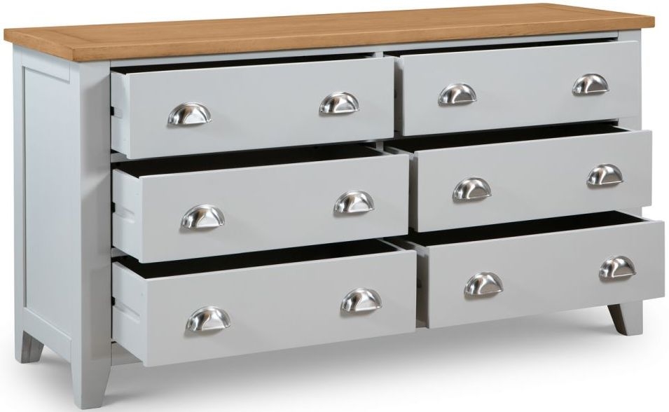 Product photograph of Richmond Elephant Grey Lacquered Oak 6 Drawer Chest from Choice Furniture Superstore.