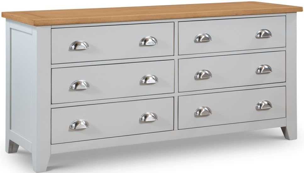 Product photograph of Richmond Elephant Grey Lacquered Oak 6 Drawer Chest from Choice Furniture Superstore.