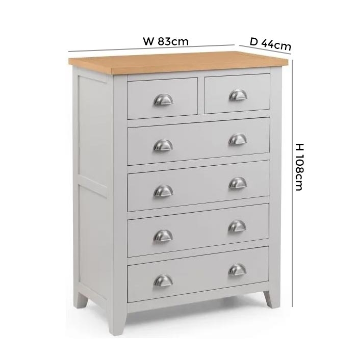 Product photograph of Richmond Elephant Grey Lacquered Oak 4 2 Drawer Chest from Choice Furniture Superstore.