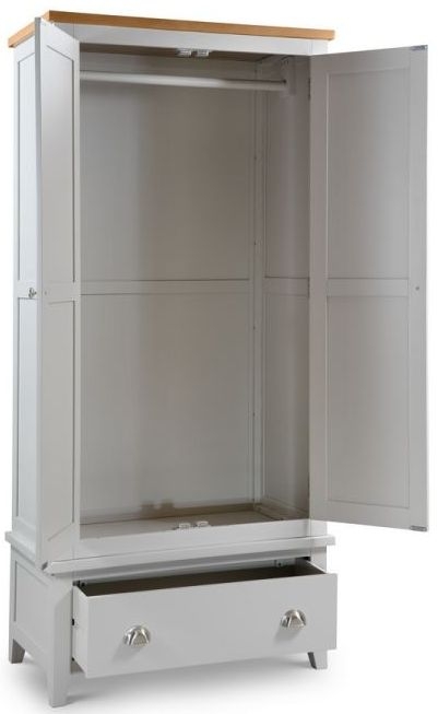 Product photograph of Richmond Elephant Grey Lacquered 2 Door 1 Drawer Wardrobe from Choice Furniture Superstore.