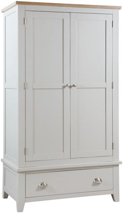 Product photograph of Richmond Elephant Grey Lacquered 2 Door 1 Drawer Wardrobe from Choice Furniture Superstore.