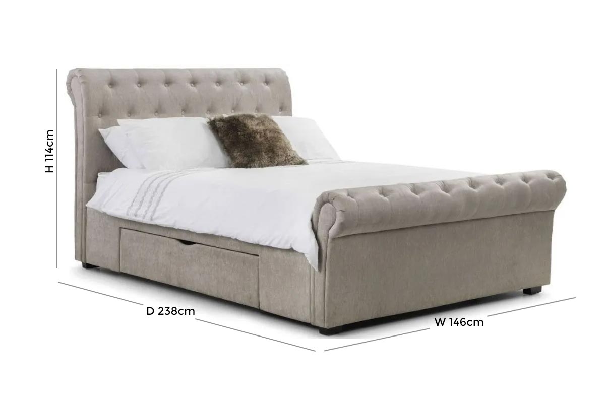 Product photograph of Ravello Mink Fabric Storage Bed - Comes In Double And King Size from Choice Furniture Superstore.
