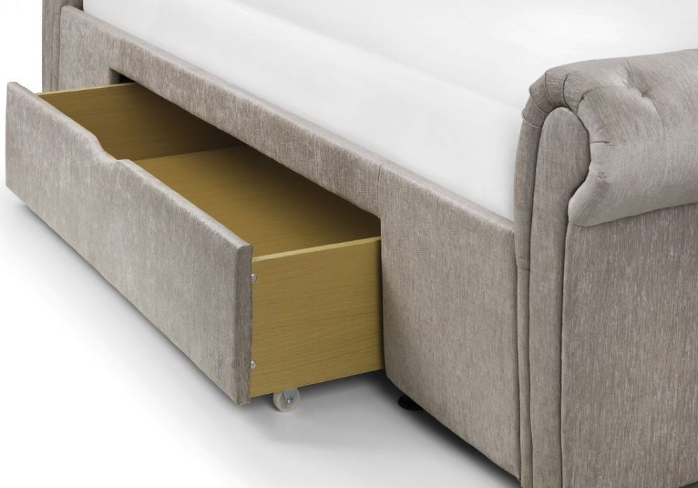 Product photograph of Ravello Mink Fabric Storage Bed - Comes In Double And King Size Options from Choice Furniture Superstore.