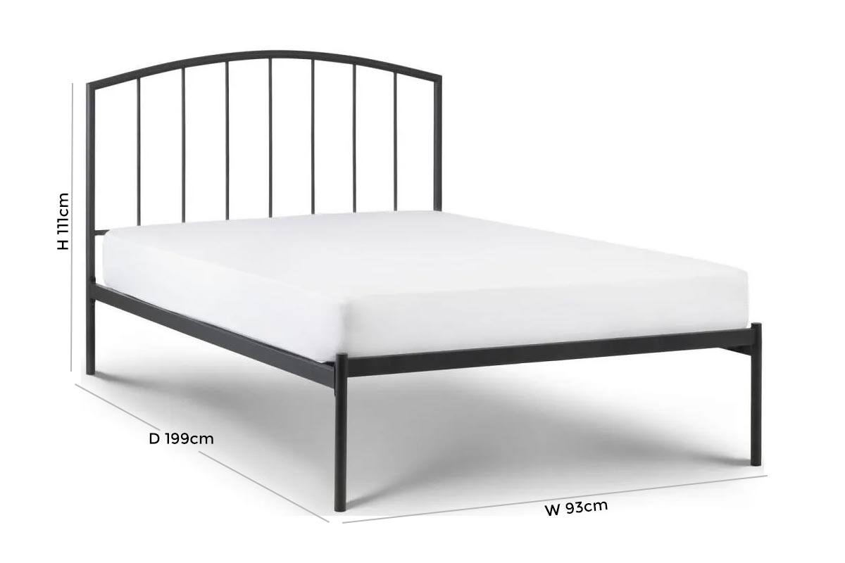 Product photograph of Onyx Satin Grey Metal Bed - Comes In Single And Double Size from Choice Furniture Superstore.