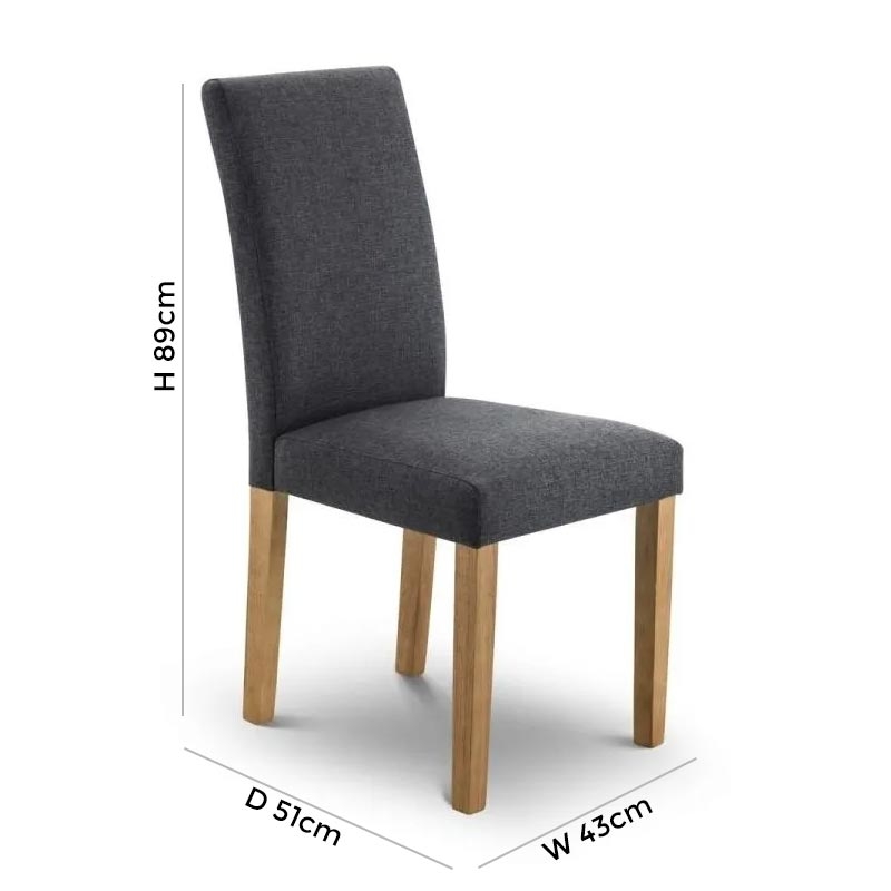 Product photograph of Hastings Oak And Slate Linen Fabric Dining Chair Sold In Pairs from Choice Furniture Superstore.