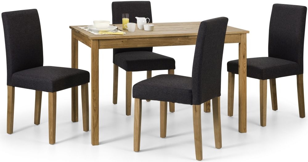 Product photograph of Hastings Oak And Slate Linen Fabric Dining Chair Sold In Pairs from Choice Furniture Superstore.