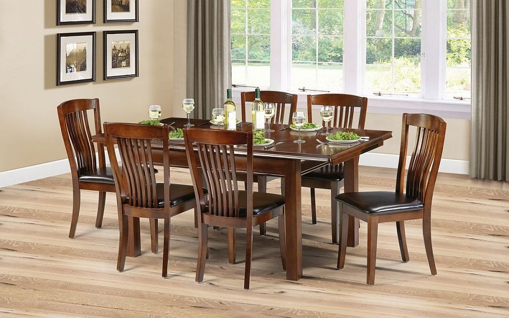 Product photograph of Canterbury Mahogany 4-6 Seater Extending Dining Set With 4 Leather Chairs from Choice Furniture Superstore.