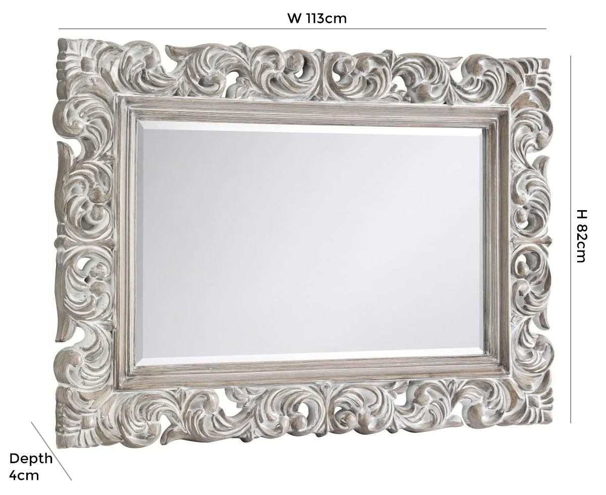 Product photograph of Baroque Rectangular Wall Mirror - 113cm X 82cm from Choice Furniture Superstore.