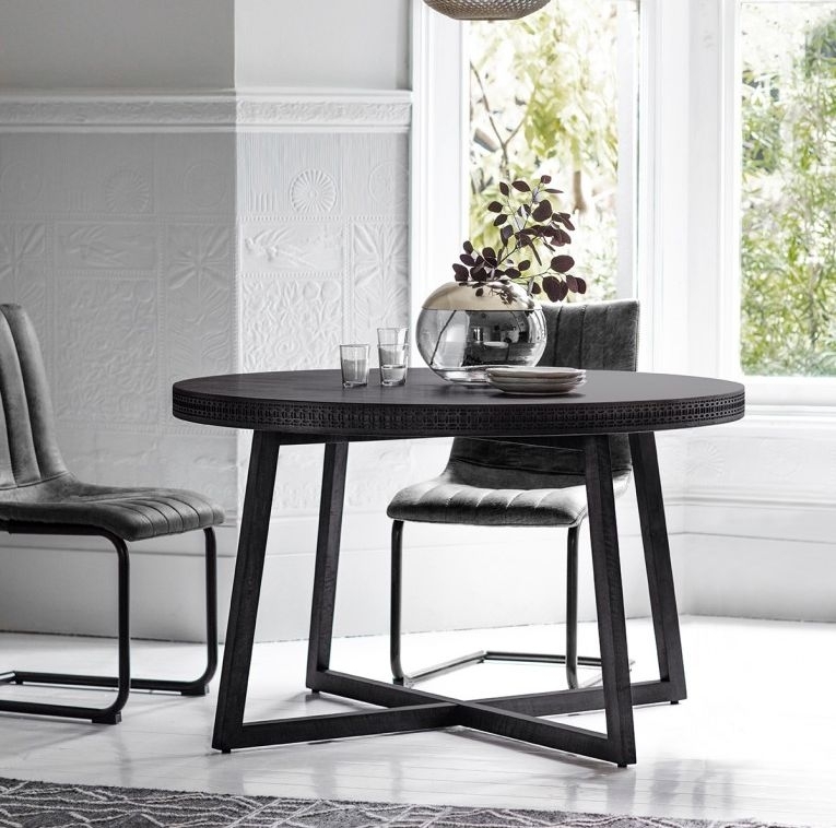 Product photograph of Kingston Boutique Black Mango Wood Round Dining Table - 4 Seater from Choice Furniture Superstore.