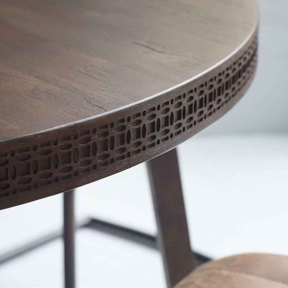 Product photograph of Kingston Retreat Chocolate Mango Wood Round Dining Table - 4 Seater from Choice Furniture Superstore.