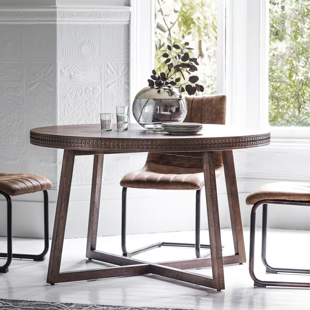 Product photograph of Boho Retreat 120cm Chocolate Wood Round Dining Table from Choice Furniture Superstore.