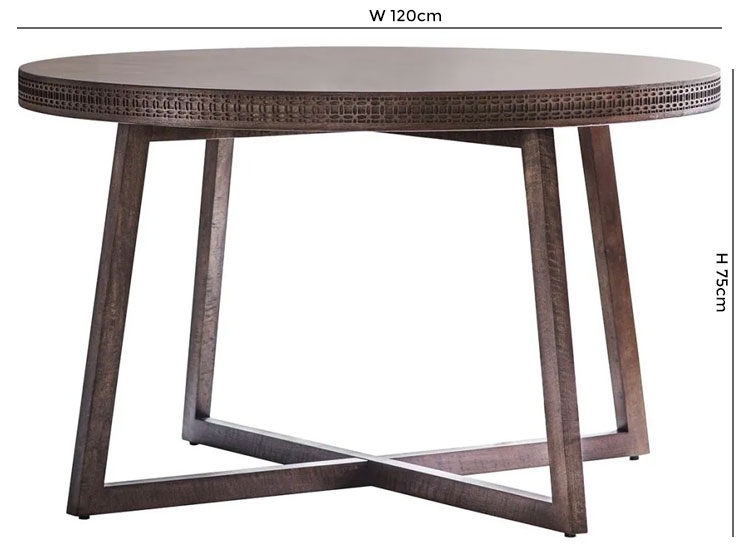 Product photograph of Boho Retreat 120cm Chocolate Wood Round Dining Table from Choice Furniture Superstore.