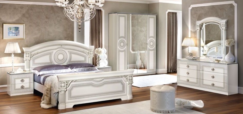 Product photograph of Camel Aida White And Silver Italian Bed from Choice Furniture Superstore.