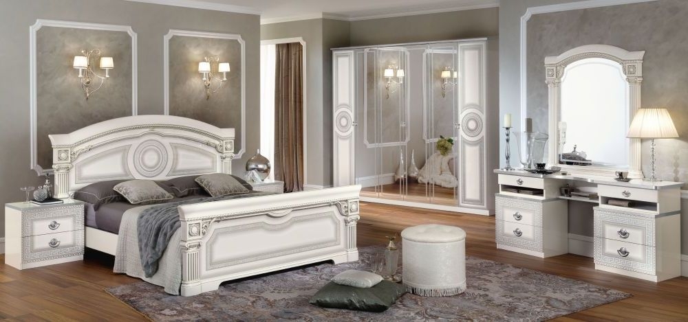 Product photograph of Camel Aida White And Silver Italian Bed from Choice Furniture Superstore.