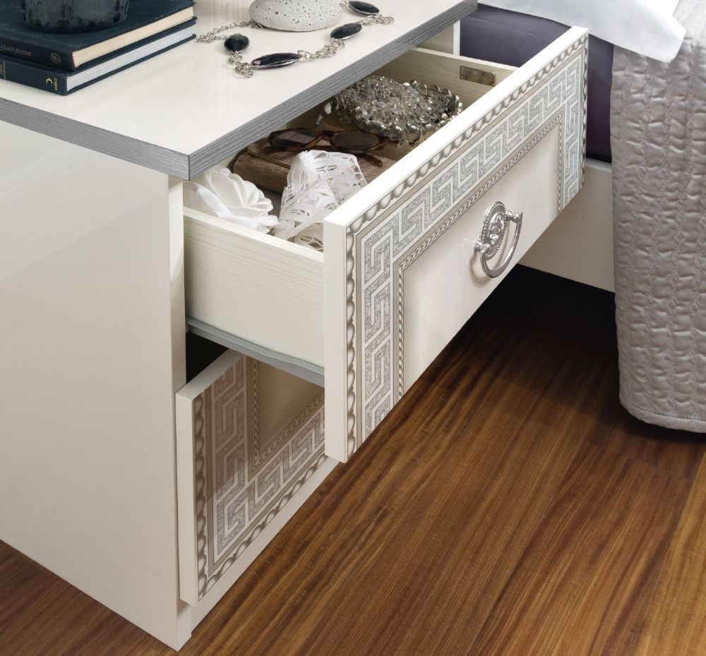 Product photograph of Camel Aida White And Silver Italian Bedside Cabinet from Choice Furniture Superstore.